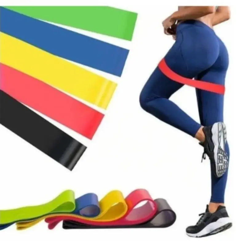 Kit com 5 Faixas Elásticas de Resistência – Fisioterapia, Treino & Reabilitação